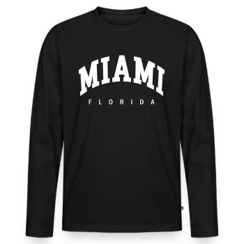 Miami - Männer Premium Bio Langarmshirt - Schwarz - Vorne - Nico (187cm)