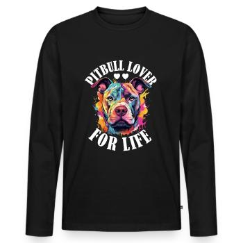 Pitbull Pittie - Pitbull Lover for Life Dog - Men's Premium Organic Long Sleeve Shirt - black - Front - Nico (187cm)