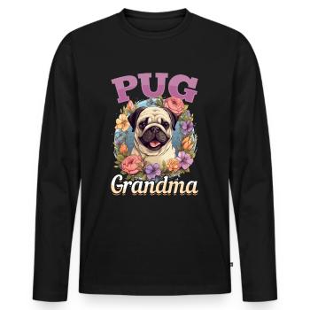 Pug Dog Breed Pet - Pug Grandma - Männer Premium Bio Langarmshirt - Schwarz - Vorne - Nico (187cm)