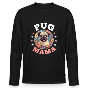 Pug Dog Breed Pet - Pug Mama - Männer Premium Bio Langarmshirt - Schwarz - Vorne - Nico (187cm)