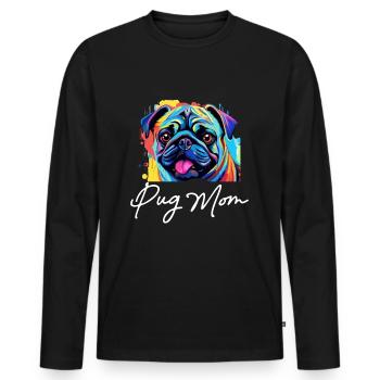Pug Dog Breed Pet - Pug Mom - Männer Premium Bio Langarmshirt - Schwarz - Vorne - Nico (187cm)
