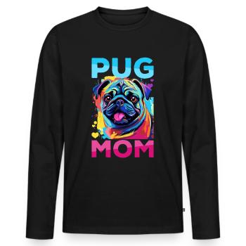 Pug Dog Breed Pet - Pug Mom - Männer Premium Bio Langarmshirt - Schwarz - Vorne - Nico (187cm)