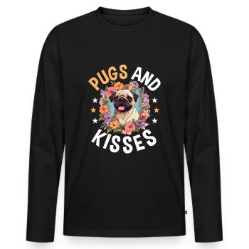 Pug Dog Breed Pet - Pugs & Kisses - Männer Premium Bio Langarmshirt - Schwarz - Vorne - Nico (187cm)