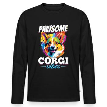 Welsh Corgi Pembroke Dog Breed Pet - Men's Premium Organic Long Sleeve Shirt - black - Front - Nico (187cm)