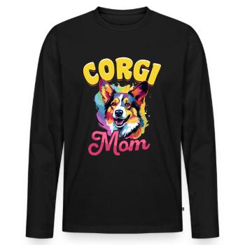 Welsh Corgi Pembroke Dog Breed Pet - Men's Premium Organic Long Sleeve Shirt - black - Front - Nico (187cm)