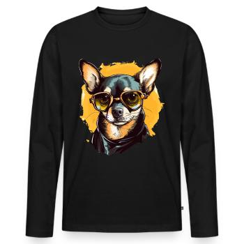 Chihuahua Chiwawa Dog Breed Pet avec lunettes de soleil - T-shirt manches longues Premium bio Homme - noir - Devant - Nico (187cm)