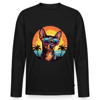 Chihuahua Chiwawa Dog Breed Pet avec lunettes de soleil - T-shirt manches longues Premium bio Homme - noir - Devant - Nico (187cm)