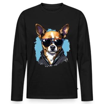 Chihuahua Chiwawa Dog Breed Pet avec lunettes de soleil - T-shirt manches longues Premium bio Homme - noir - Devant - Nico (187cm)
