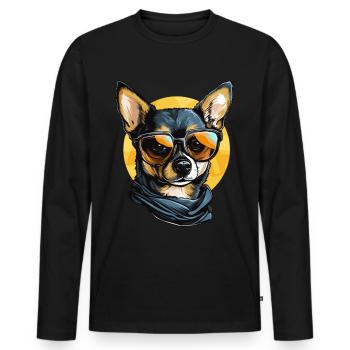 Chihuahua Chiwawa Dog Breed Pet avec lunettes de soleil - T-shirt manches longues Premium bio Homme - noir - Devant - Nico (187cm)