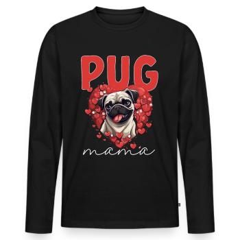 Pug Dog Breed Pet - Pug Mama - Männer Premium Bio Langarmshirt - Schwarz - Vorne - Nico (187cm)