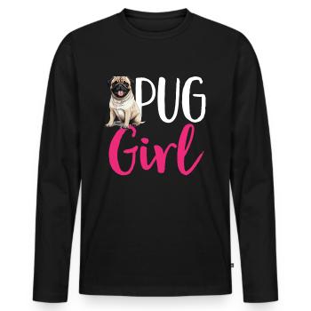 Pug Dog Breed Pet - Pug Girl - Männer Premium Bio Langarmshirt - Schwarz - Vorne - Nico (187cm)