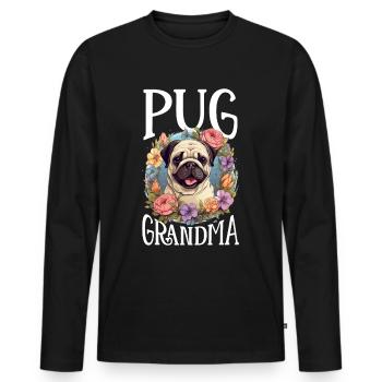 Pug Dog Breed Pet - Pug Grandma - Männer Premium Bio Langarmshirt - Schwarz - Vorne - Nico (187cm)