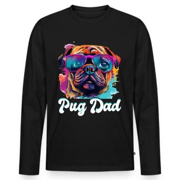 Pug Dog Breed Pet - Pug Dad - Männer Premium Bio Langarmshirt - Schwarz - Vorne - Nico (187cm)