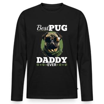 Pug Dog Breed Pet - Meilleur carlin papa de tous les temps - T-shirt manches longues Premium bio Homme - noir - Devant - Nico (187cm)