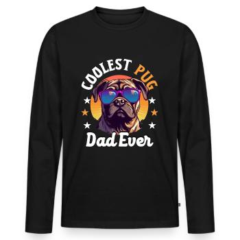 Pug Dog Breed Pet - Coolest Pug Dad Ever - Men's Premium Organic Long Sleeve Shirt - black - Front - Nico (187cm)