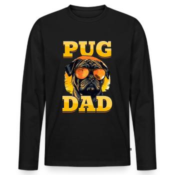 Pug Dog Breed Pet - Pug Dad - Männer Premium Bio Langarmshirt - Schwarz - Vorne - Nico (187cm)