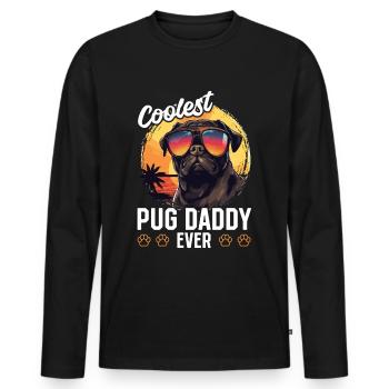 Pug Dog Breed Pet - Coolest Pug Dad Ever - Men's Premium Organic Long Sleeve Shirt - black - Front - Nico (187cm)