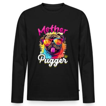 Pug Dog Breed Pet - Mother Pugger - T-shirt manches longues Premium bio Homme - noir - Devant - Nico (187cm)