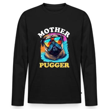 Pug Dog Breed Pet - Mother Pugger - T-shirt manches longues Premium bio Homme - noir - Devant - Nico (187cm)