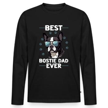 Boston Terrier Bostie Dog Breed Pet - T-shirt manches longues Premium bio Homme - noir - Devant - Nico (187cm)