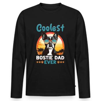 Boston Terrier Bostie Dog Breed Pet - T-shirt manches longues Premium bio Homme - noir - Devant - Nico (187cm)