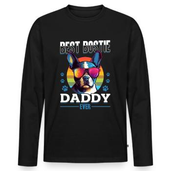 Boston Terrier Bostie Dog Breed Pet - T-shirt manches longues Premium bio Homme - noir - Devant - Nico (187cm)