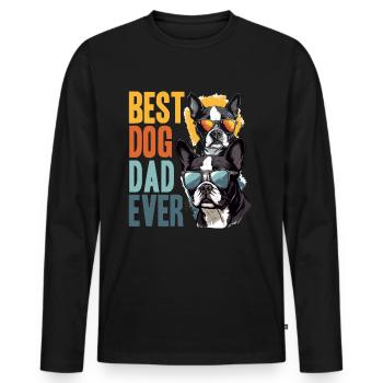 Boston Terrier Bostie Dog Breed Pet - T-shirt manches longues Premium bio Homme - noir - Devant - Nico (187cm)