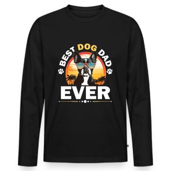 Boston Terrier Bostie Dog Breed Pet - T-shirt manches longues Premium bio Homme - noir - Devant - Nico (187cm)