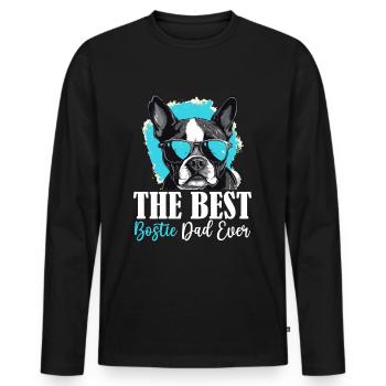 Boston Terrier Bostie Dog Breed Pet - T-shirt manches longues Premium bio Homme - noir - Devant - Nico (187cm)