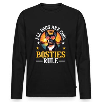 Boston Terrier Bostie Dog Breed Pet - T-shirt manches longues Premium bio Homme - noir - Devant - Nico (187cm)