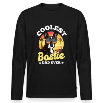 Boston Terrier Bostie Dog Breed Pet - T-shirt manches longues Premium bio Homme - noir - Devant - Nico (187cm)