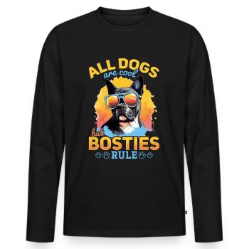 Boston Terrier Race de chien Tous les chiens sont cool - T-shirt manches longues Premium bio Homme - noir - Devant - Nico (187cm)