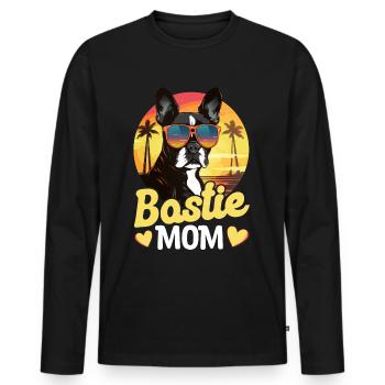 Boston Terrier Bostie Dog Breed Pet - Men's Premium Organic Long Sleeve Shirt - black - Front - Nico (187cm)