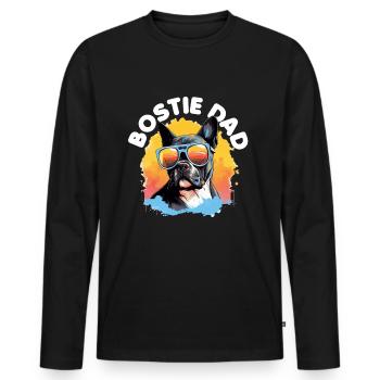 Boston Terrier Bostie Dog Breed Pet - Men's Premium Organic Long Sleeve Shirt - black - Front - Nico (187cm)