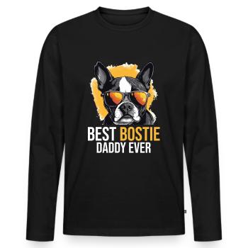 Boston Terrier Bostie Dog Breed Pet - T-shirt manches longues Premium bio Homme - noir - Devant - Nico (187cm)