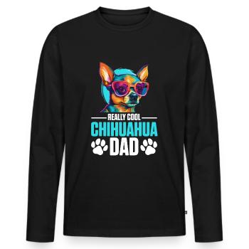 Chihuahua Chiwawa Dog Breed Pet - Vraiment cool - T-shirt manches longues Premium bio Homme - noir - Devant - Nico (187cm)
