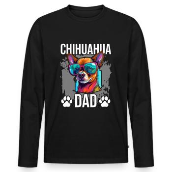 Chihuahua Chiwawa Dog Breed Pet - Chihuahua Dad - T-shirt manches longues Premium bio Homme - noir - Devant - Nico (187cm)