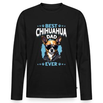 Chihuahua Chiwawa Dog Breed Pet - Meilleur Chihuahua - T-shirt manches longues Premium bio Homme - noir - Devant - Nico (187cm)