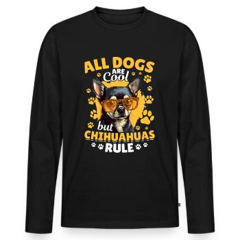 Chiwawa Dog Breed Pet Tous les chiens sont cool - T-shirt manches longues Premium bio Homme - noir - Devant - Nico (187cm)