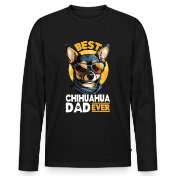 Chihuahua Chiwawa Dog Breed Pet - T-shirt manches longues Premium bio Homme - noir - Devant - Nico (187cm)