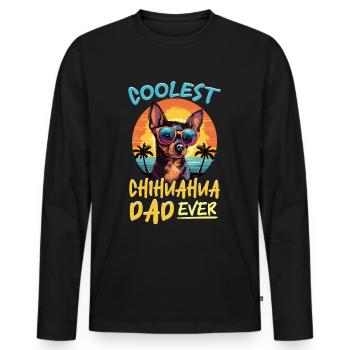 Chihuahua Chiwawa Dog Breed Pet - T-shirt manches longues Premium bio Homme - noir - Devant - Nico (187cm)