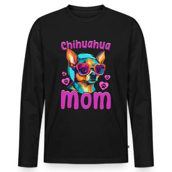 Chihuahua Chiwawa Dog Breed Pet - Chihuahua mom - Männer Premium Bio Langarmshirt - Schwarz - Vorne - Nico (187cm)