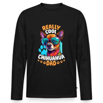 Chihuahua Chiwawa Dog Breed Pet - Vraiment cool - T-shirt manches longues Premium bio Homme - noir - Devant - Nico (187cm)