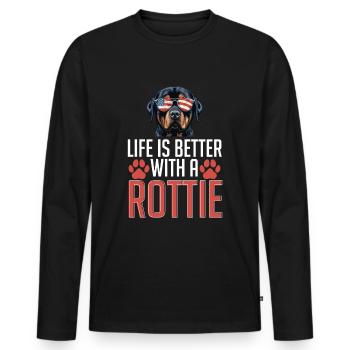 Rottweiler Rottie Dog Race Pet - T-shirt manches longues Premium bio Homme - noir - Devant - Nico (187cm)