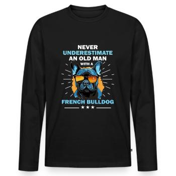 Bouledogue Français Race de Chien Pet Best Frenchi - T-shirt manches longues Premium bio Homme - noir - Devant - Nico (187cm)