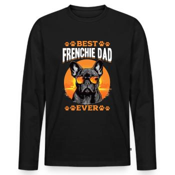 Race de chien bouledogue français Meilleur papa Frenchie de tous les temps - T-shirt manches longues Premium bio Homme - noir - Devant - Nico (187cm)