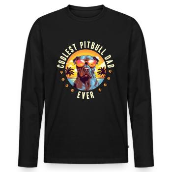 Pittie Dog Breed Pet - Coolest Pitbull Dad Ever - Men's Premium Organic Long Sleeve Shirt - black - Front - Nico (187cm)
