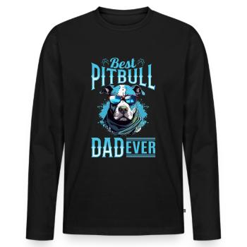 Pitbull Pittie Dog Breed Pet Best Pitbull Dad Ever - Men's Premium Organic Long Sleeve Shirt - black - Front - Nico (187cm)