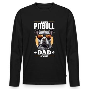 Pittie Dog Breed Pet - Meilleur Pitbull Daddy Ever - T-shirt manches longues Premium bio Homme - noir - Devant - Nico (187cm)