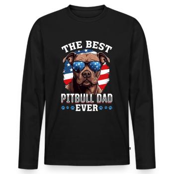 Pittie Dog Breed Pet - The Best Pitbull Dad Ever - Men's Premium Organic Long Sleeve Shirt - black - Front - Nico (187cm)